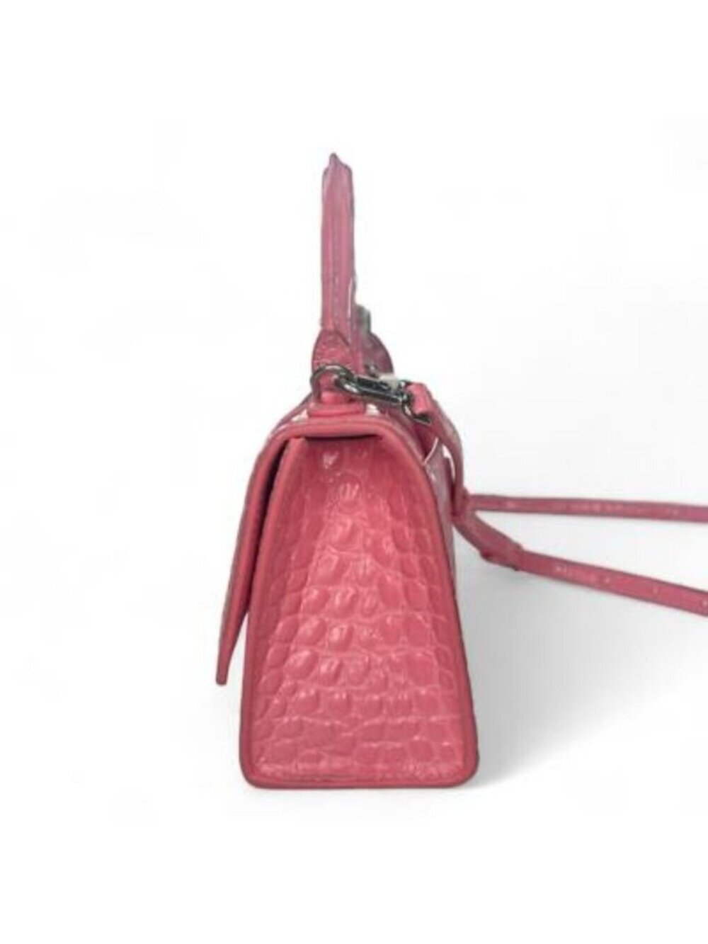 Balenciaga Hourglass Top Handle Mini Bag Crocodile Embossed Leather x S Pink - Picture 6 of 12